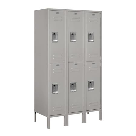 Salsbury Industries Wardrobe Locker, 36" W, 15" D, 66" H, (3) Wide, (6) Openings, Gray 62355GY-U